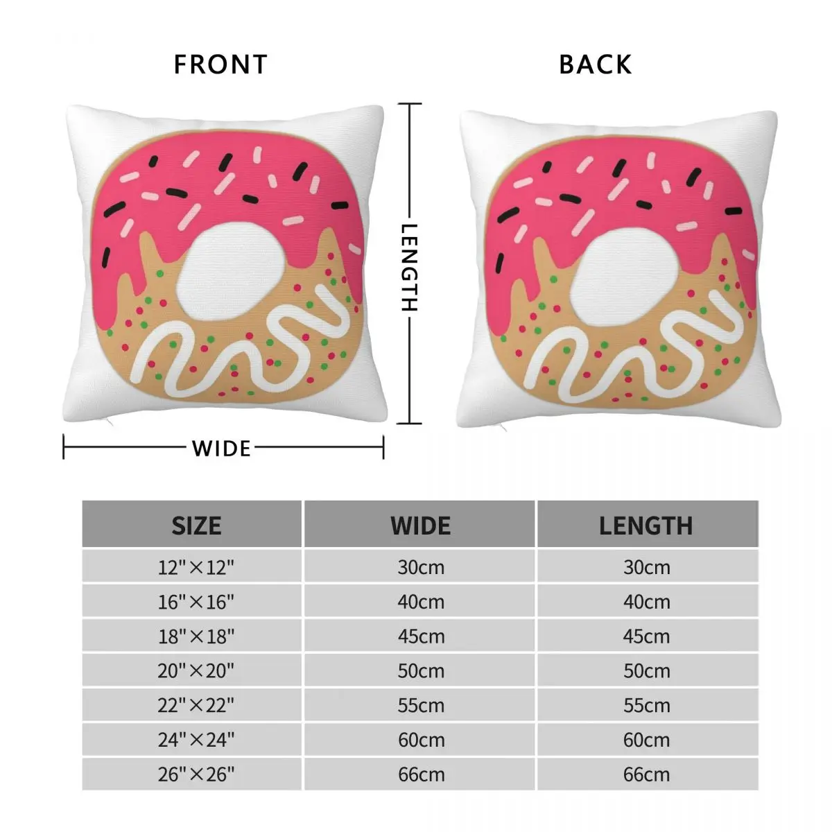 Pink Icing Donut With Sprinkles Square Pillowcase Polyester Linen Velvet Pattern Decor Pillow Sofa Seater Cushion Cover 45x45