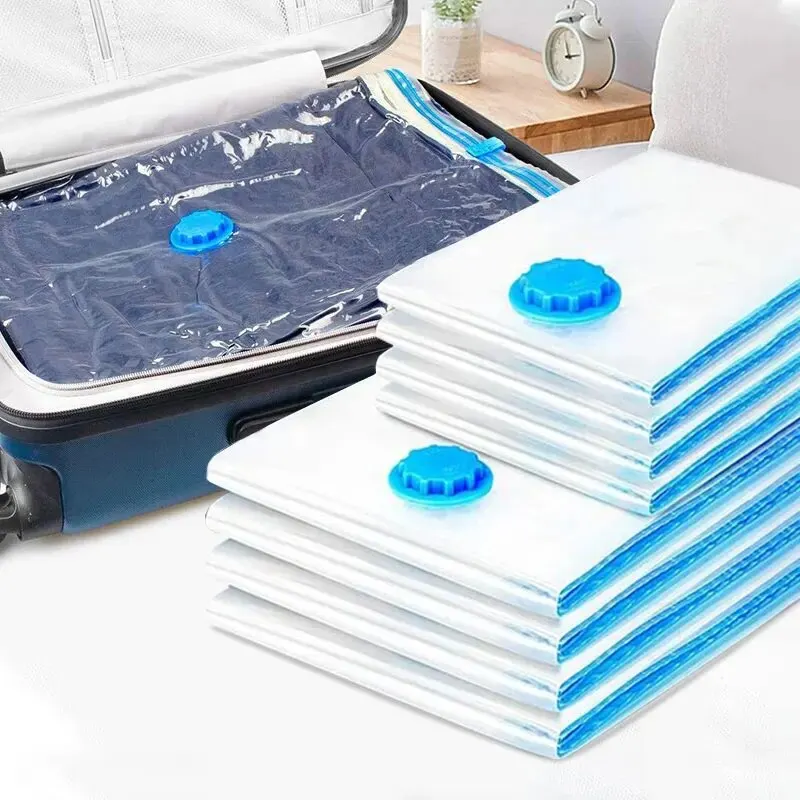 1PC Transparent Border Vacuum Bag For Clothes Storage Bag Home Organizer Compressed Seal Travel Saving Bag