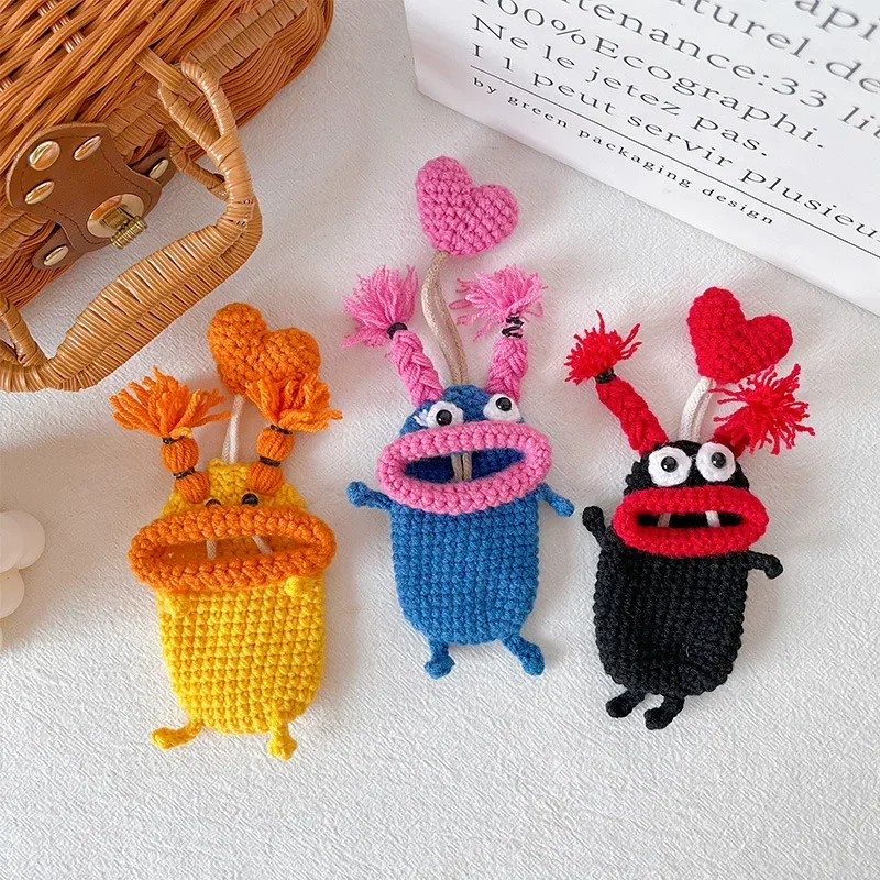 Funny Crochet Keychain Knitting Key Holder Sausage Mouth Woven