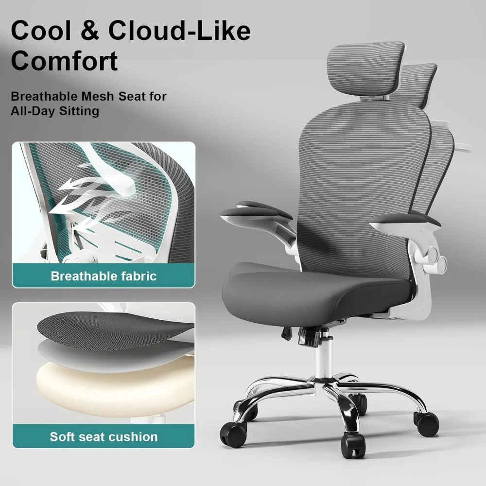 Fine-Tuned Comfort Chair with Liftable Seat, 4D Lumbar Support, Adjustable Armrests, Headrest and Hanging Feature for Enhanced S