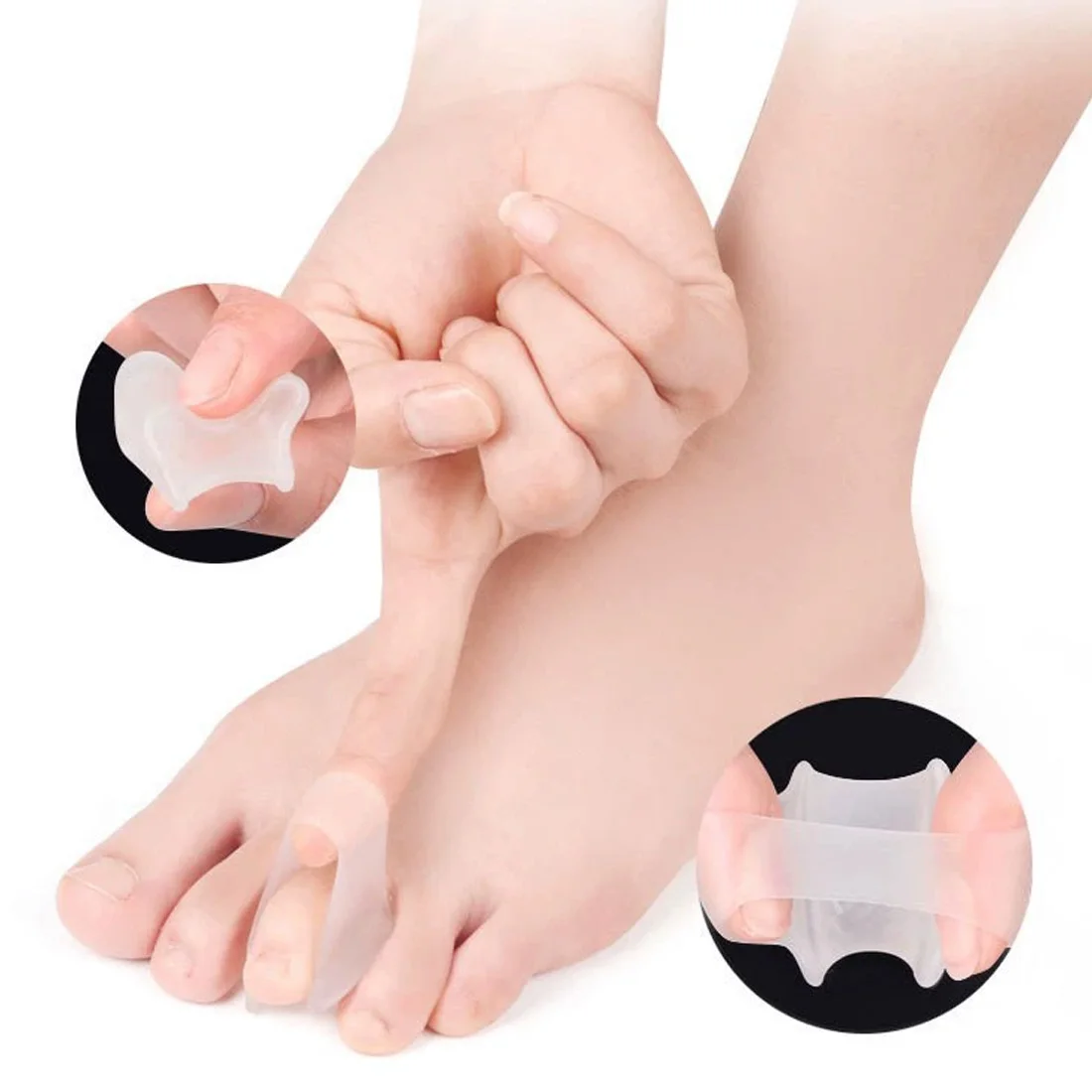 2/4Pcs Penyangga Jari Kaki Bengkok Hammer Toe Corrector untuk Jari Kaki Melengkung, Bengkok, dan Tumpang Tindih Bunion Pads SEBS S/M/L