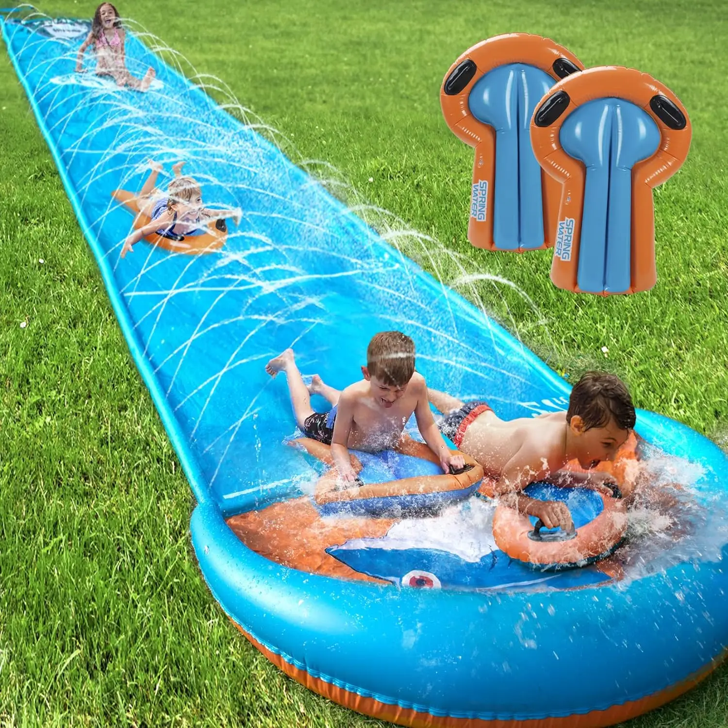 

Summer Outdoor Game Toys Printing Inflatable Water Sprinkler Double Lane Lawn Water Slip N Slide For Kid