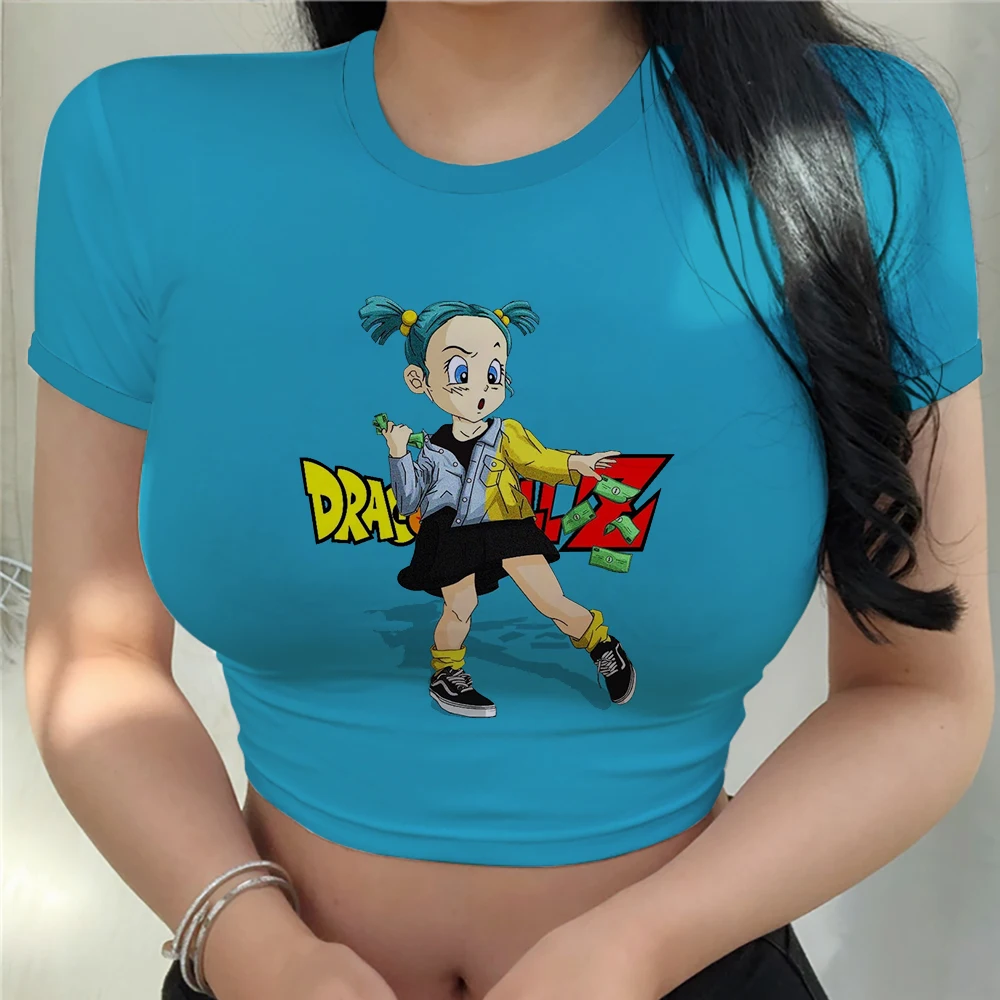 Krótki Top kobiety Vegeta odzież Anime Y2k Goku stylowe topy seksowne fajna bluza Harajuku damskie koszulki letnie 2023 Dragon Ball Z koszula Z