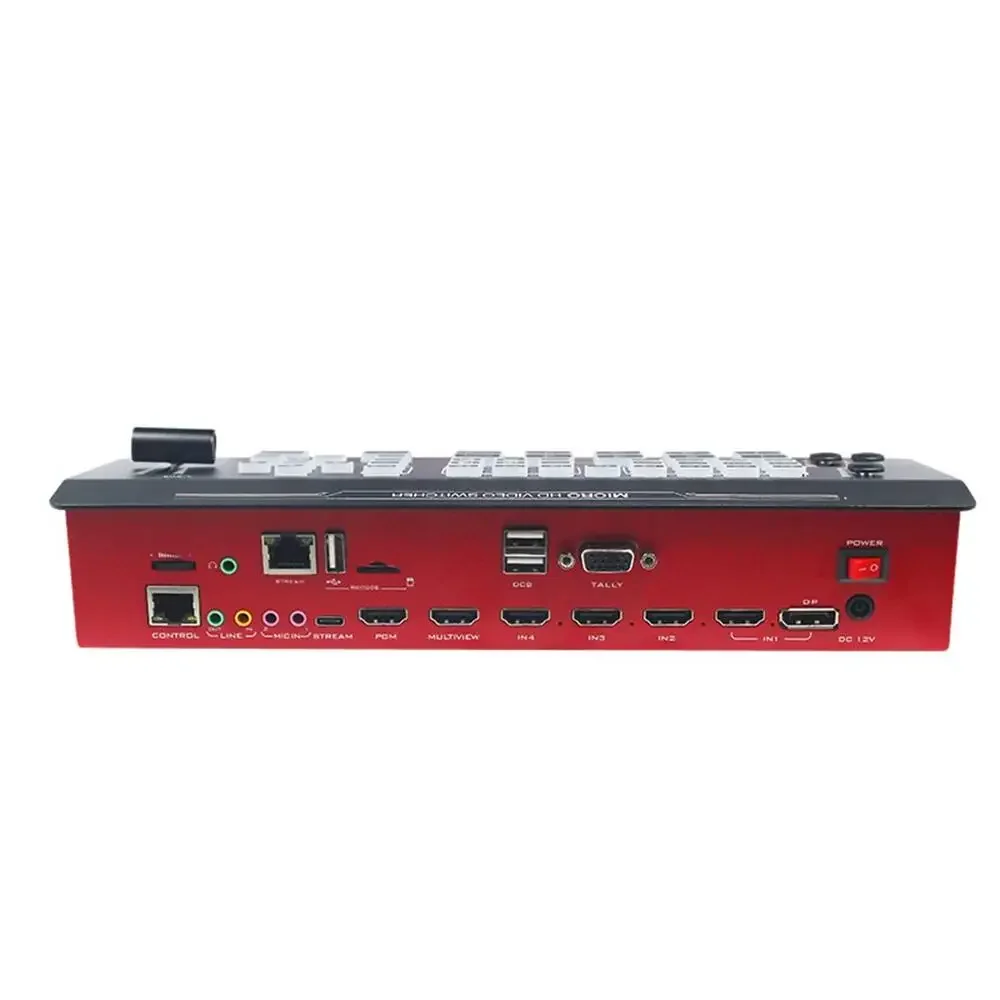 2025 Live Video Switcher 5-CH Stream Record T-bar HD Studio Equipment Video Mixer SD Card & USB for Live Streaming