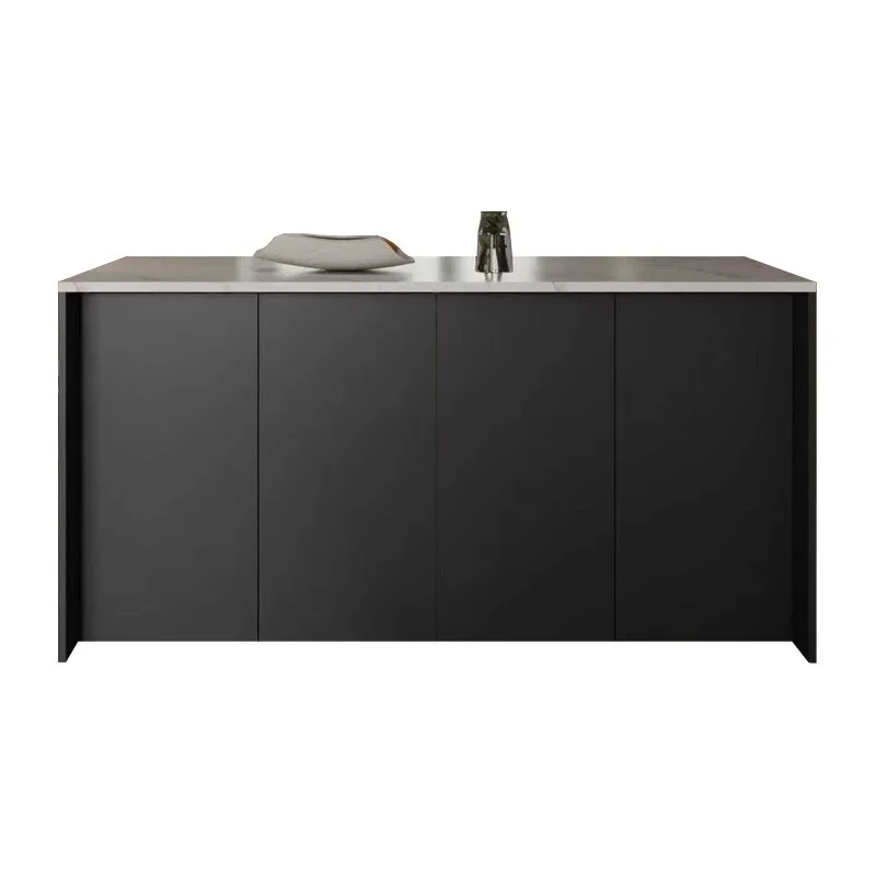 

Italian light luxury minimalist partition dining table solid wood with locker floor-to-ceiling island rock slab countertop