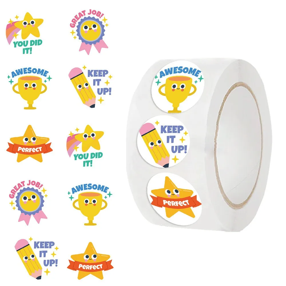 500PCS Star Reward Stickers Roll, Fun Motivational and Praise Kids Stickers Teacher Supplies for Classroom, Incentives Decals