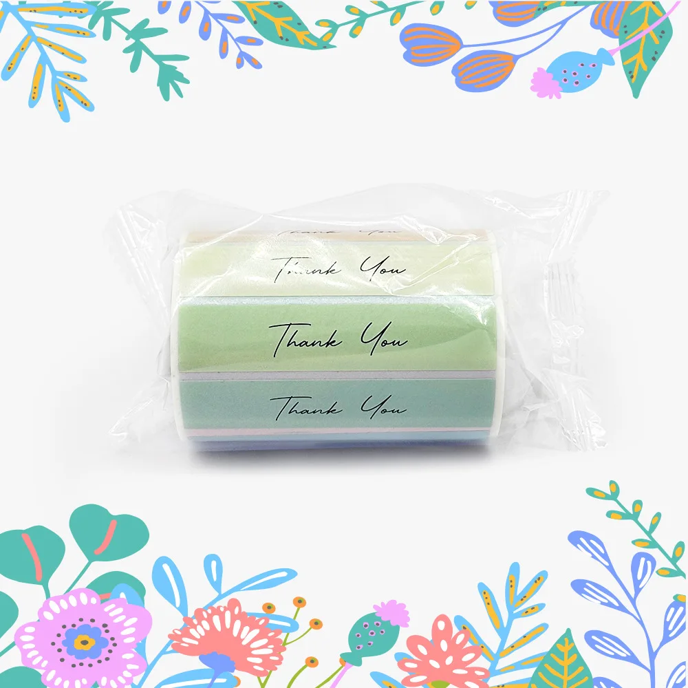 200 Stück Rolle 1,5 x 7 cm, rechteckig, englisches Dankeschön-Siegel, Siegelaufkleber, Hochzeit, Urlaub, Geschäft, Verpackung, Geschenketikett – Detail 1