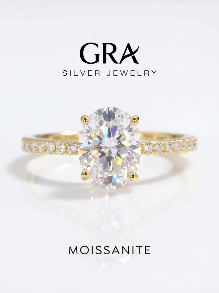 GRA Echter ovaler 1 Karat Moissanit-Diamantring für Damen, 925er Sterlingsilber, Jubiläumsfeier, wunderschöner, hochwertiger, edler Schmuck