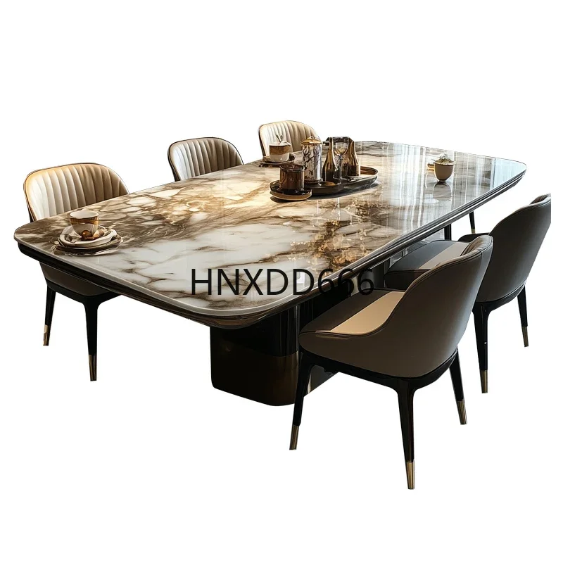 Large Ultra-Microcrystalline Stone Dining Table High-End Design for Flat Floor Apartment Modern Atmospheric Home Decor