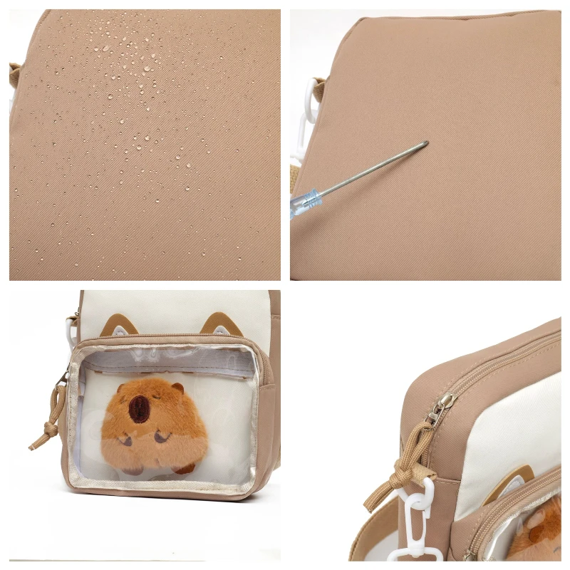 حقائب كتف على شكل قطة لطيفة للفتيات مطرزة صغيرة Harajuku حقيبة Ita صغيرة شفافة حقيبة يد KawaiiNew للأطفال