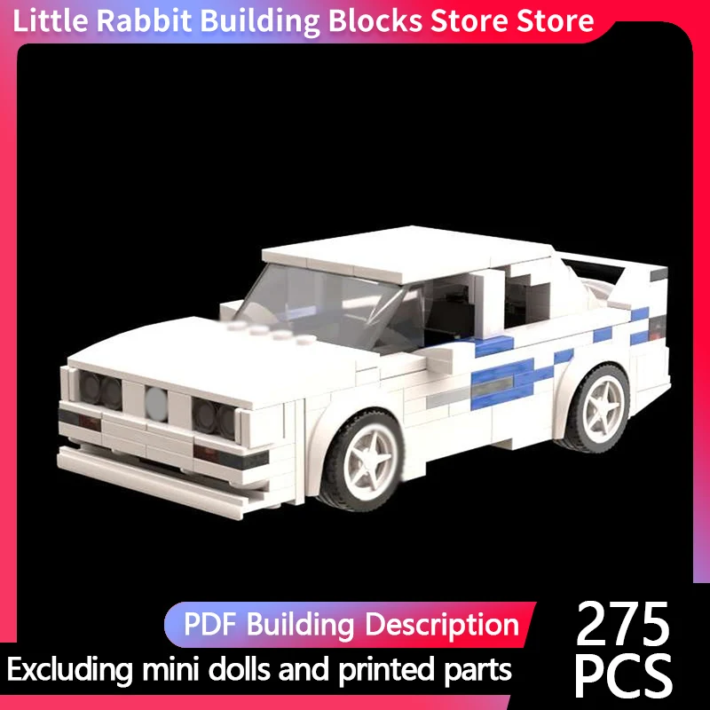 Speed Racing Car Model MOC Building Bricks White Compact Sedan Modular Technology Children Holiday Gifts Assemble Toys Suit
