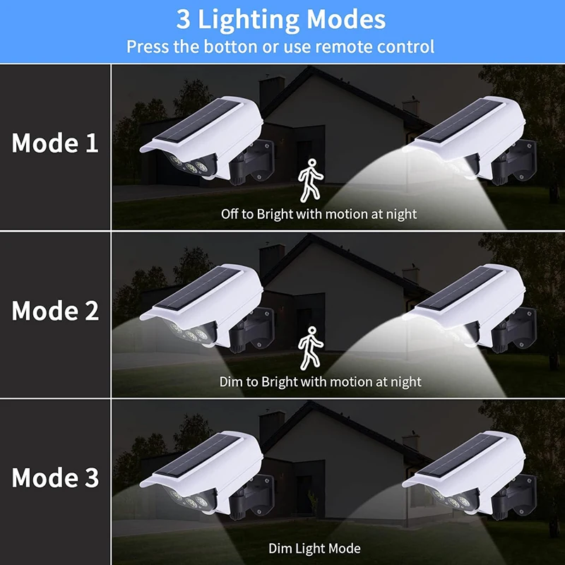 77led Solar licht Simulation Sicherheit Dummy Kamera Bewegungs sensor Outdoor Nachtlicht IP65 wasserdichte Lampe 3 Modus für Hausgarten