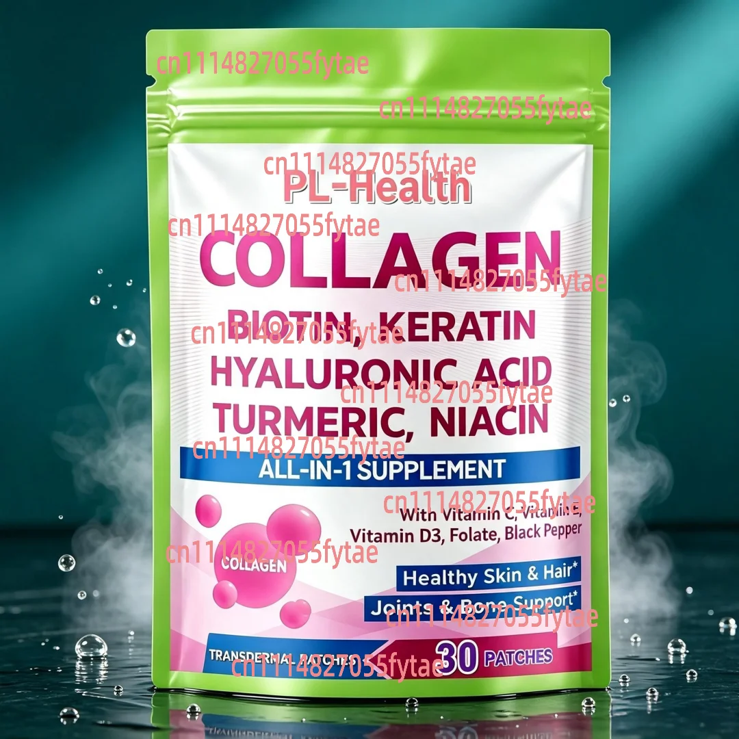 30 Patches Collagen Blend Transdermal Patches with Biotin Keratin Hyaluronic Acid Turmeric Support Skin, Hair, Nails & Joint