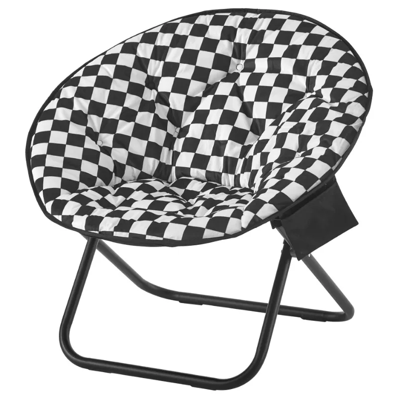 

Printed Round Saucer Chair,Black/White Check, furniture