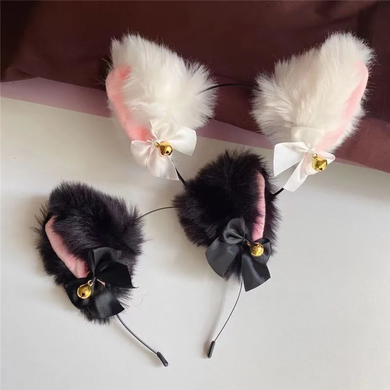 لوليتا آذان القط عقال للفتيات أنيمي الرقص زي حفلة أفخم الذئب الثعلب آذان Hairband Kawaii إكسسوارات الشعر