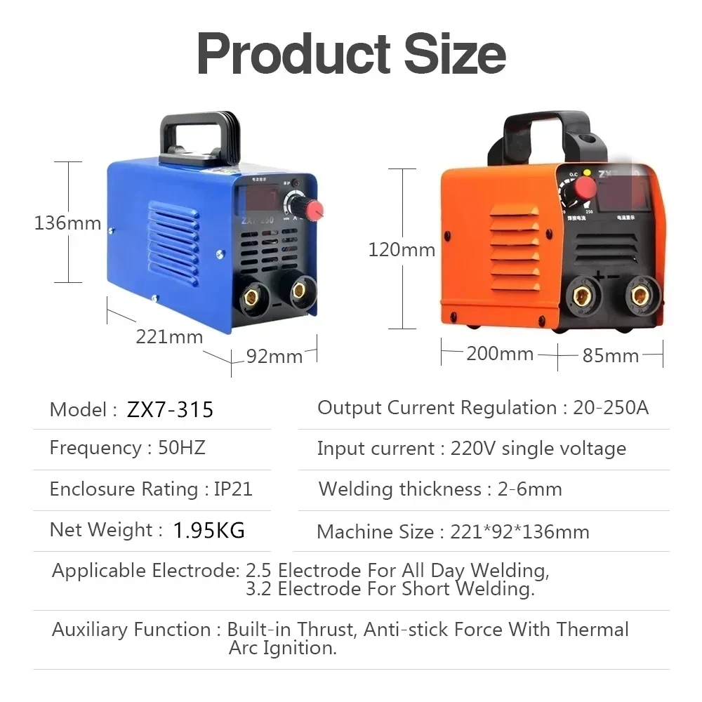 Portable Welding Machine 250A ZX7-315 Arc Welding Machine Automatic Industrial-Grade Household Small All-Copper Electric Welding