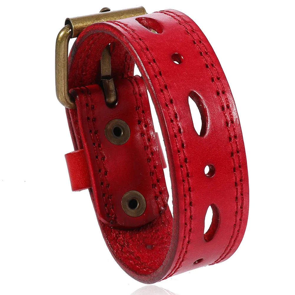 Fashionable Adjustable Cowhide Bracelets Men's and Women's Minimalist and Versatile Punk Style Wrist Strap Party Jewelry