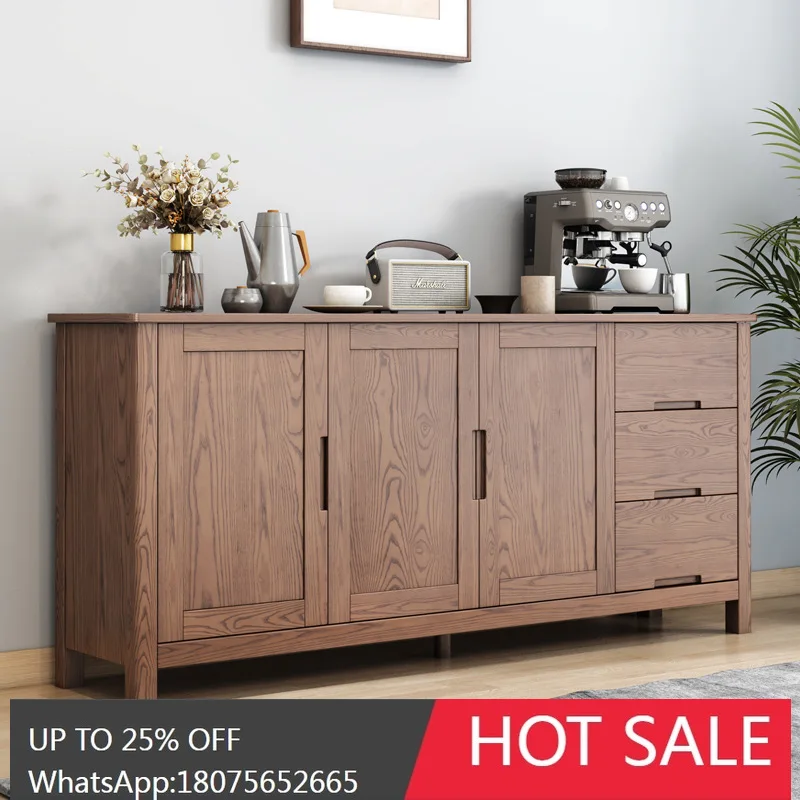 

HLZ Solid Wood Sideboard Storage Cabinet Walnut Color Dish Cabinet Shoe Bedroom TV Cabinet