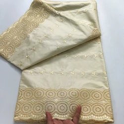African Dry Cotton Lace Fabric 2025 High Quality 5 Yards Embroidered Men's Nigerian Lace Fabric Elegant Dress for Party A4041