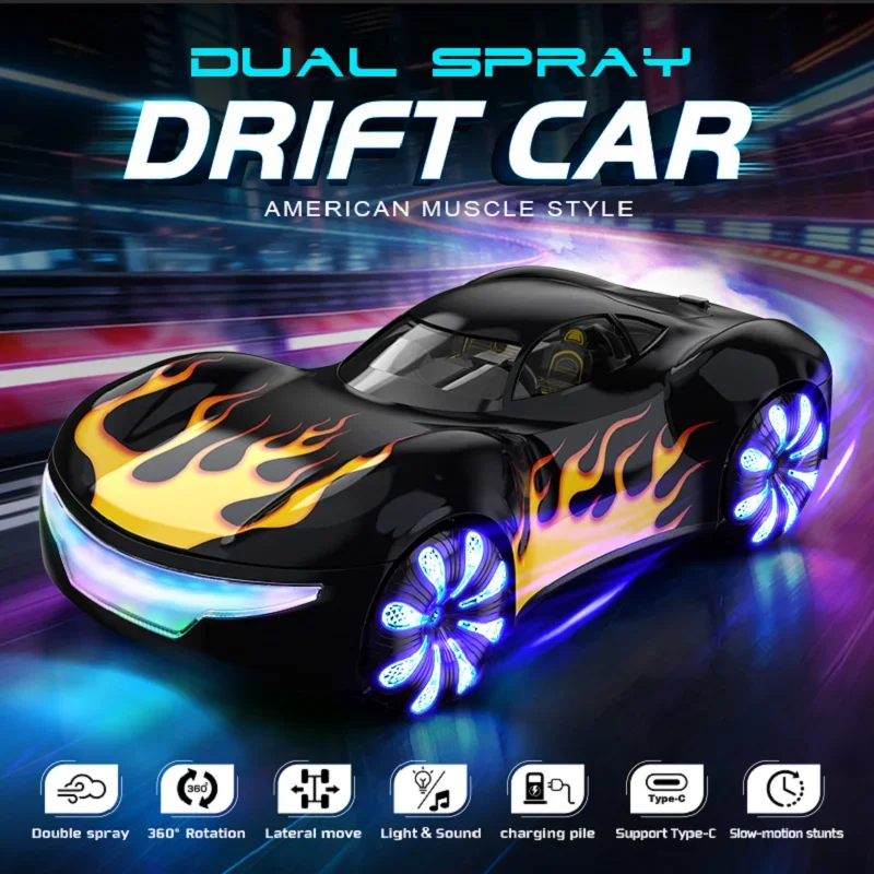 EV New Energy Gesture Induction Remote Control RC Car With LED Wheel Light Music Double Spray Stunt Car Kids Toy Vehicle