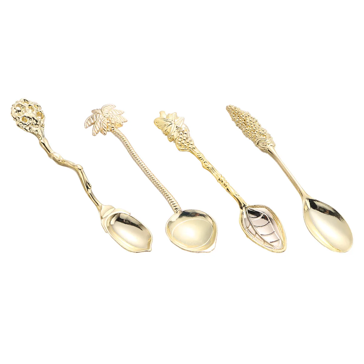 

4PCS Fruit Spoon Set Stainless Steel Dessert Creative Coffee Stirring Gathering Tea Cappuccino Salad Food Grade Rust