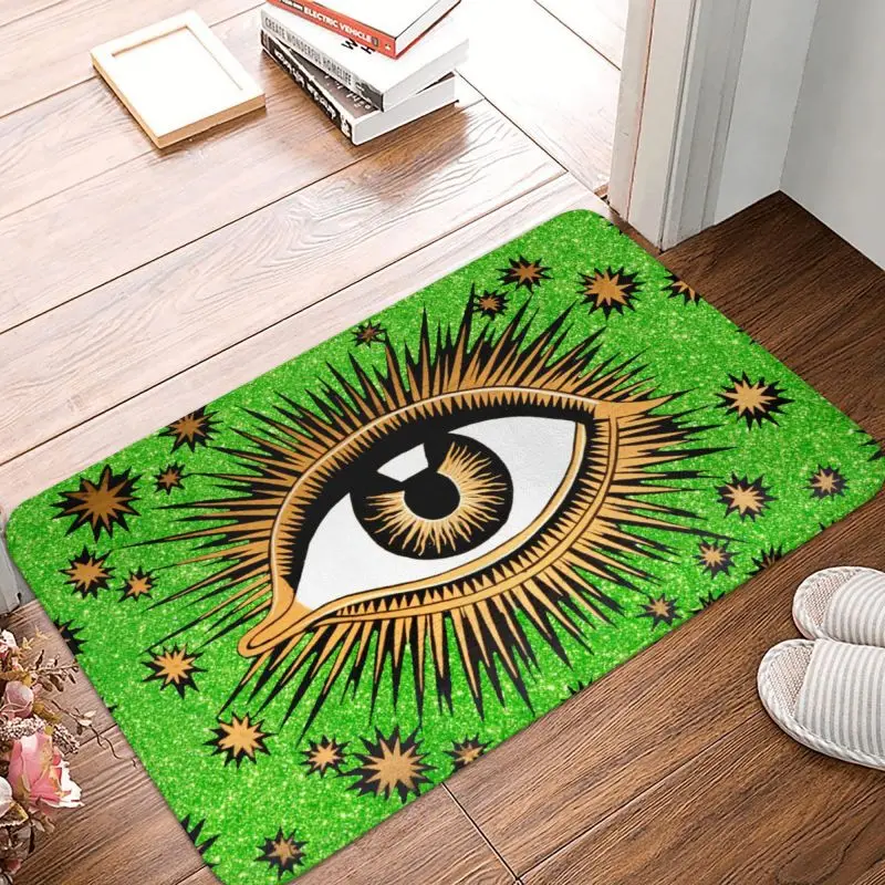 Custom Mediterranean Turkish Amulet Evil Eye Doormat Anti-Slip Entrance Kitchen Bath Floor Door Mats Bedroom Balcony Rug Carpet