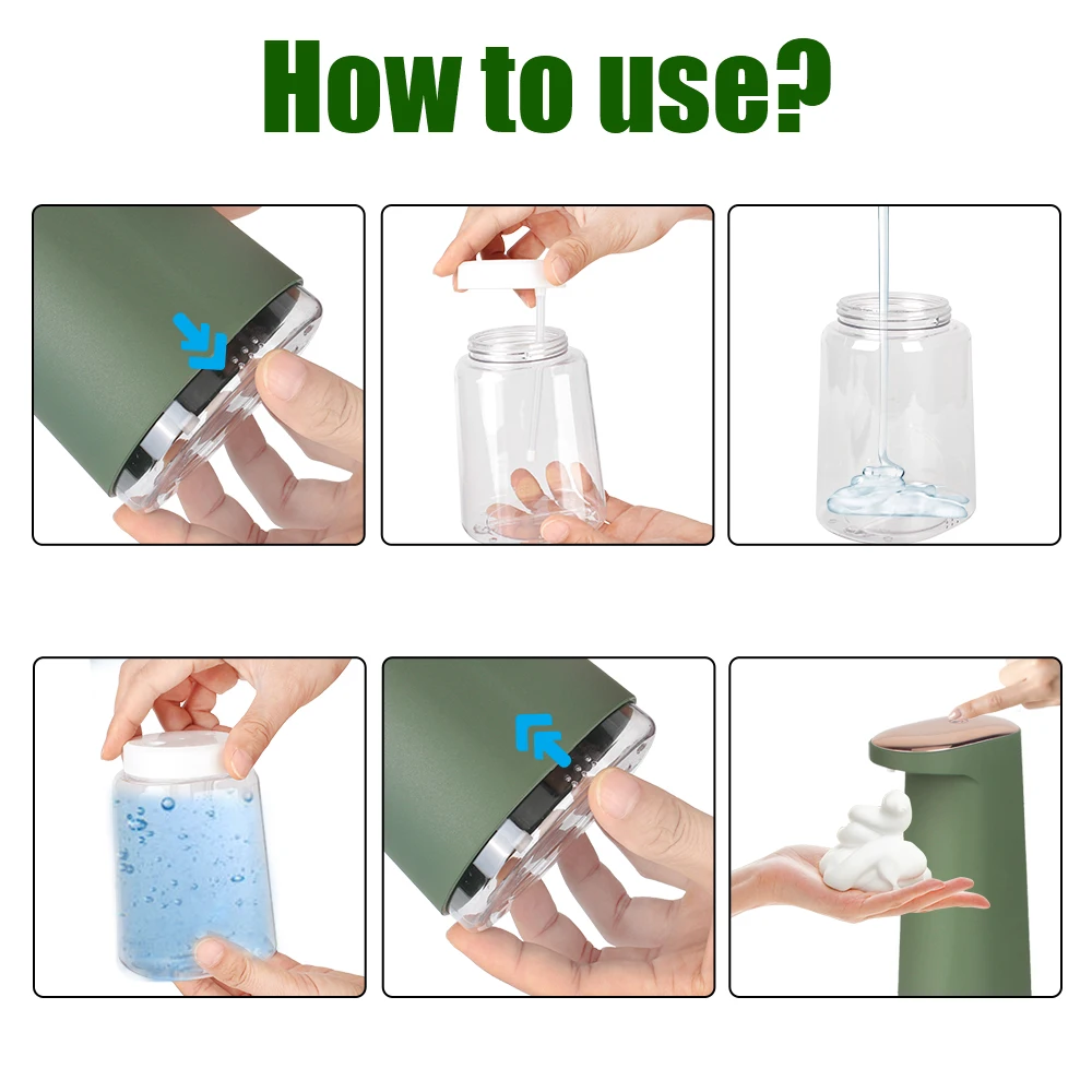 Per bagno cucina schiuma automatica Dispenser di sapone liquido schiuma Touchless a mano libera portatile USB ricaricabile 450ML