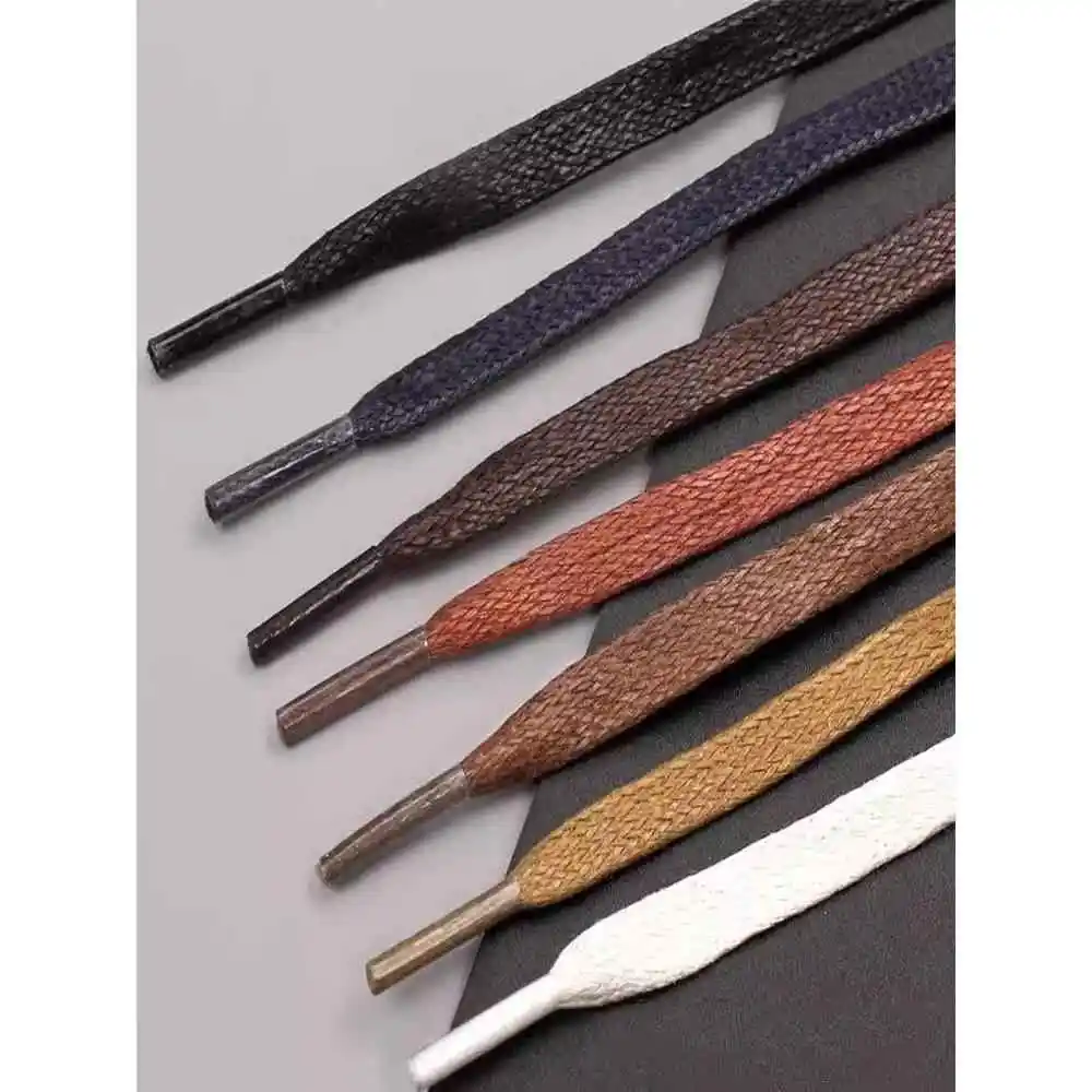 Casual Flat Laced Shoes Men's Waterproof Waxed Shoelaces Black White Brown Practical Men's Leather Shoes Accessories