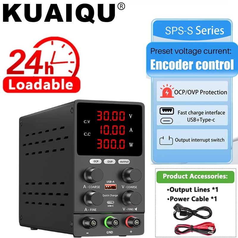 

KUAIQU OVP OCP DC Bench Power Supply Upgraded Adjustable Switching Regulated For Mode USB Port Used for electronic maintenance