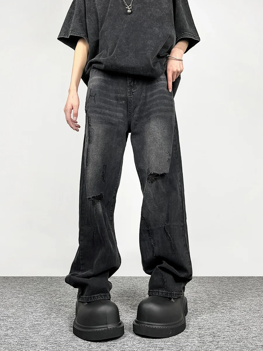 

Мужские джинсы в стиле ретро, американские, плотные, свободные, с широкими штанинами, износостойкие, прямые брюки для подростков, на все сезоны