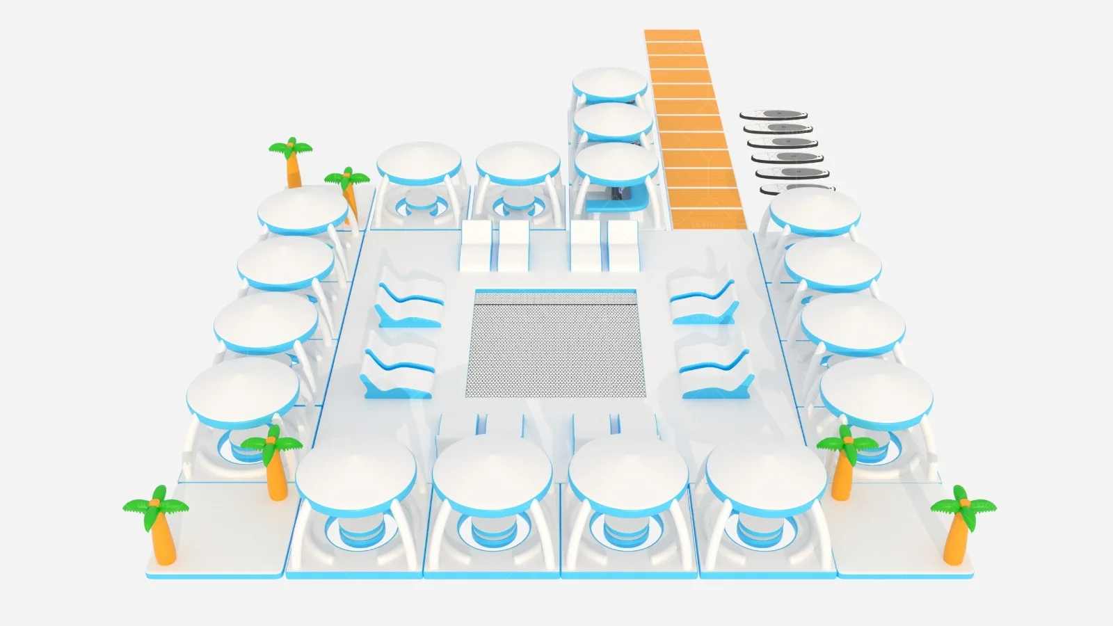 Plataforma inflável da ilha da venda quente de alta qualidade com plataforma inflável da piscina do mar para a beira-mar