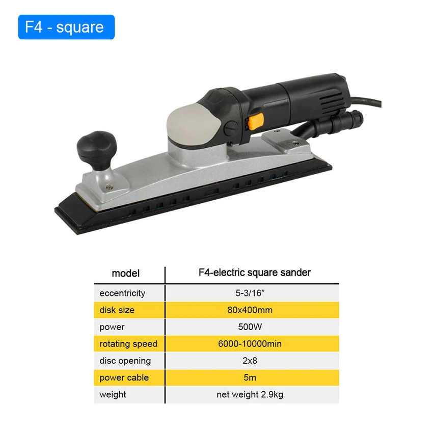 80*400 mm Various Speed Electric Brushless Orbital Sander Machine For Floor Car Wood Electric