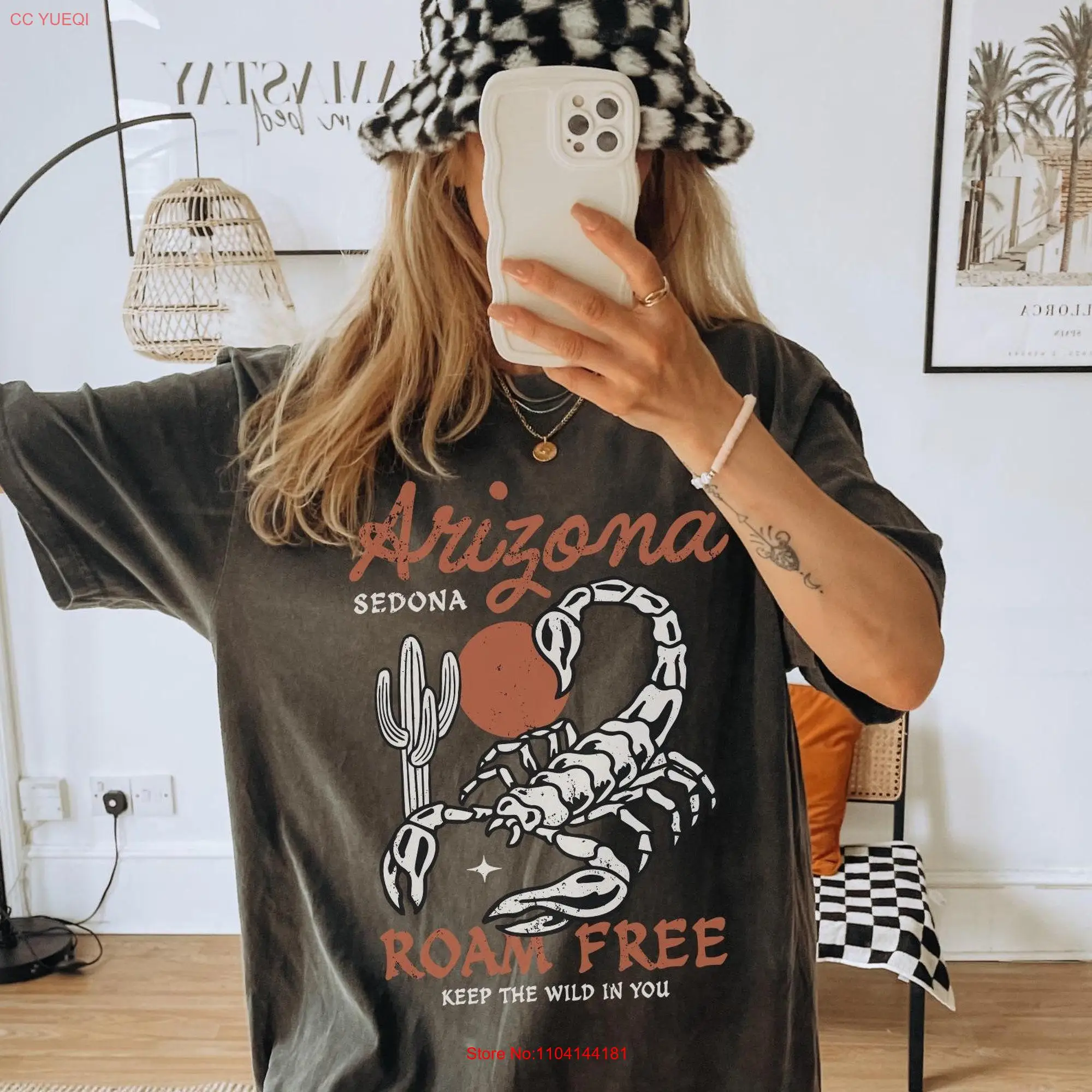 Vintage Arizona Sedona T Shirt Retro Desert Scorpion Roam Free Boho Southwestern Wanderlust Outfit Oversized