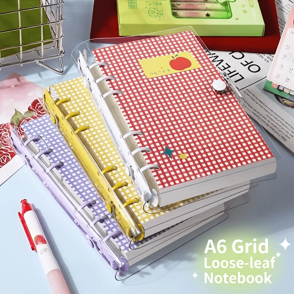 A6 grid transparent looseleaf notebook,containing 60 lined sheet,account book,handmade scrapbook,back-to-school season,Christmas