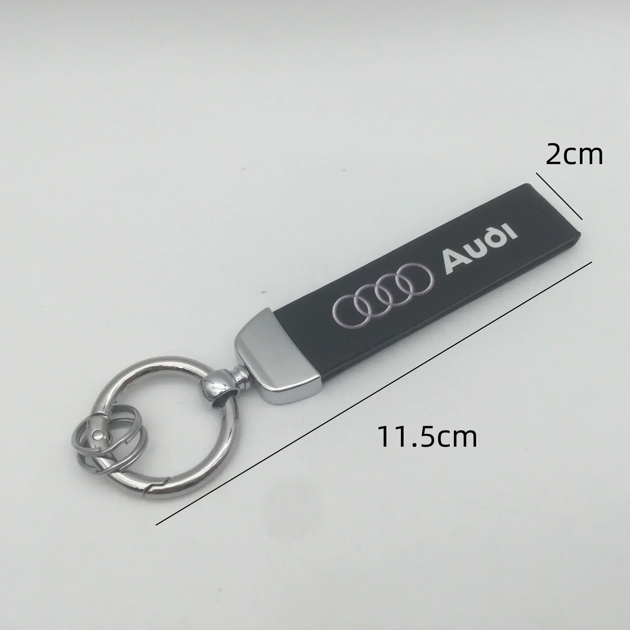 1pcs 3D Metal+Leather for Audi Car Key Ring Emblem Keychain key chain Keyring badge Decal styling Accessories
