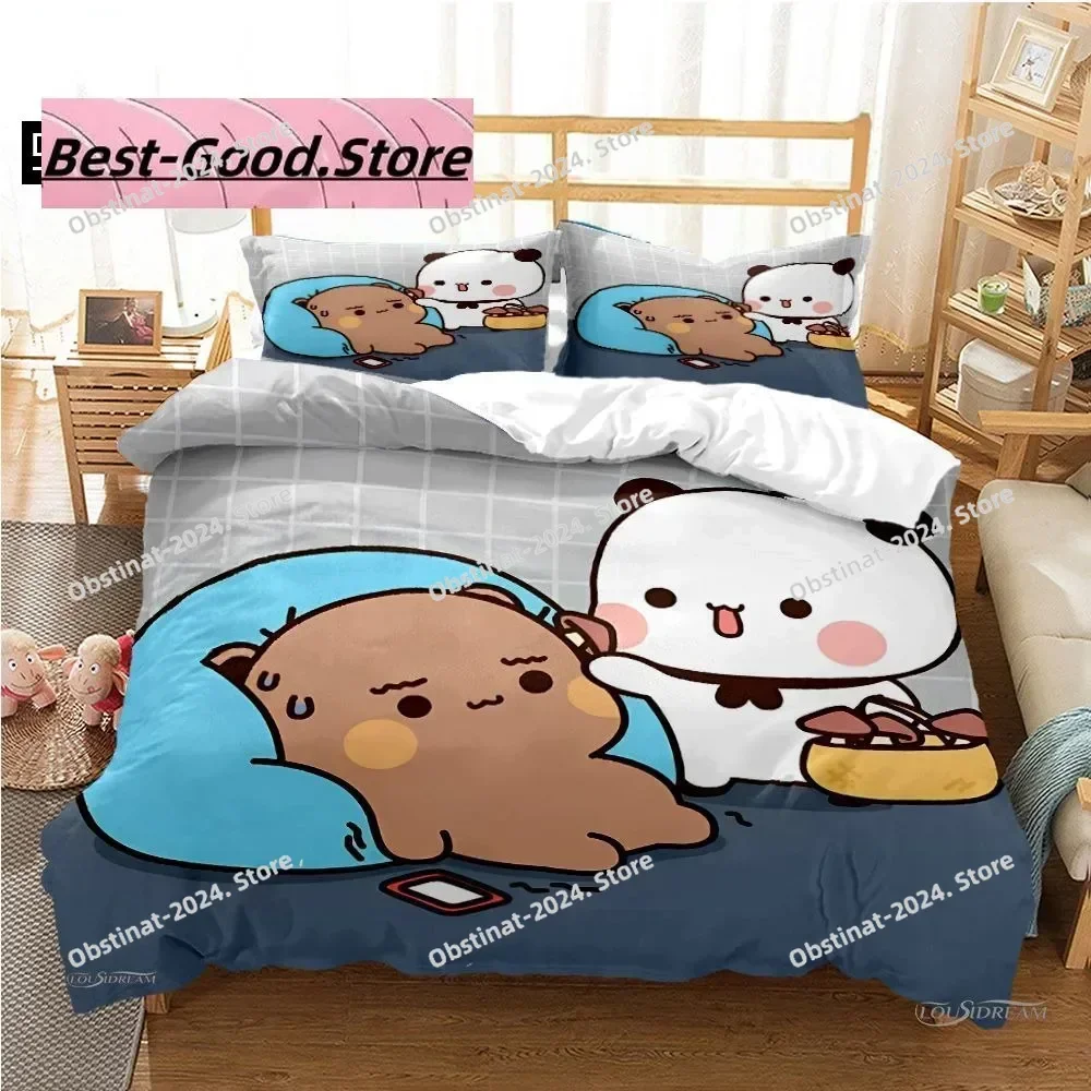 2025 Cute Bubu Dudu Cartoon Bear Panda Bedding Set Boys Girls Twin Queen King Size Duvet Cover Pillowcase Bed boys Adult Bedroom