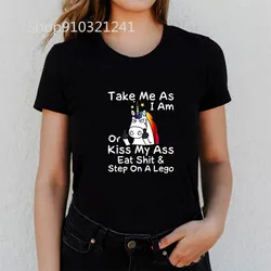 TAKE ME AS I AM Unicorn Women T-shirts Summer Casual Letters Pattern Womens T Shirt Tops Funny Short-sleeved Tshirts Women