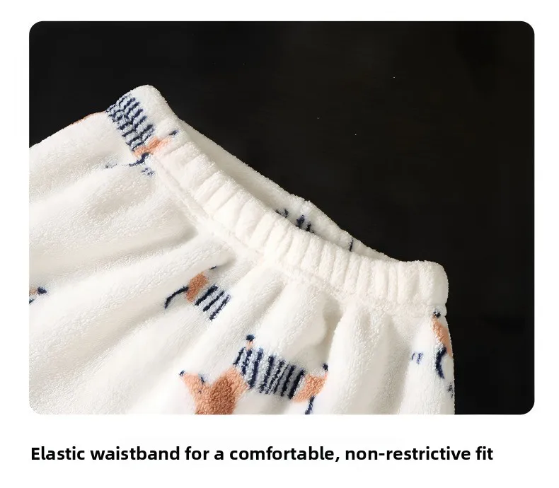 Kinder-Hausanzug-Set für Jungen und Mädchen, doppelseitiger Fleece und verdickter Samt-Pyjama mit Jacke, warmes zweiteiliges Set – Detail 12