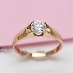 585 Purple Gold Plated 14K Rose Gold Inlaid Gemstone Engagement Rings for Women Classic Design Charm Couple Wedding Jewelry Gift