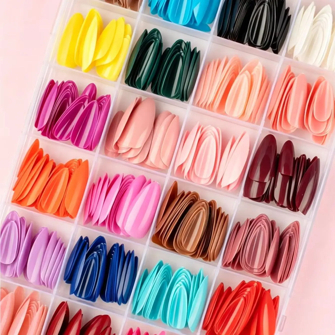 576Pcs 24Colors Medium Almond Press On Nails Glossy Solid Colorful Soft Gel Fake Nail Tips Wearable Full Cover False Fingernails view 4