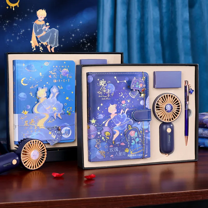 Anime Rose Princess Handbook Gift Set Cartoon Color Page Notebook Rechargeable Fan Gifts