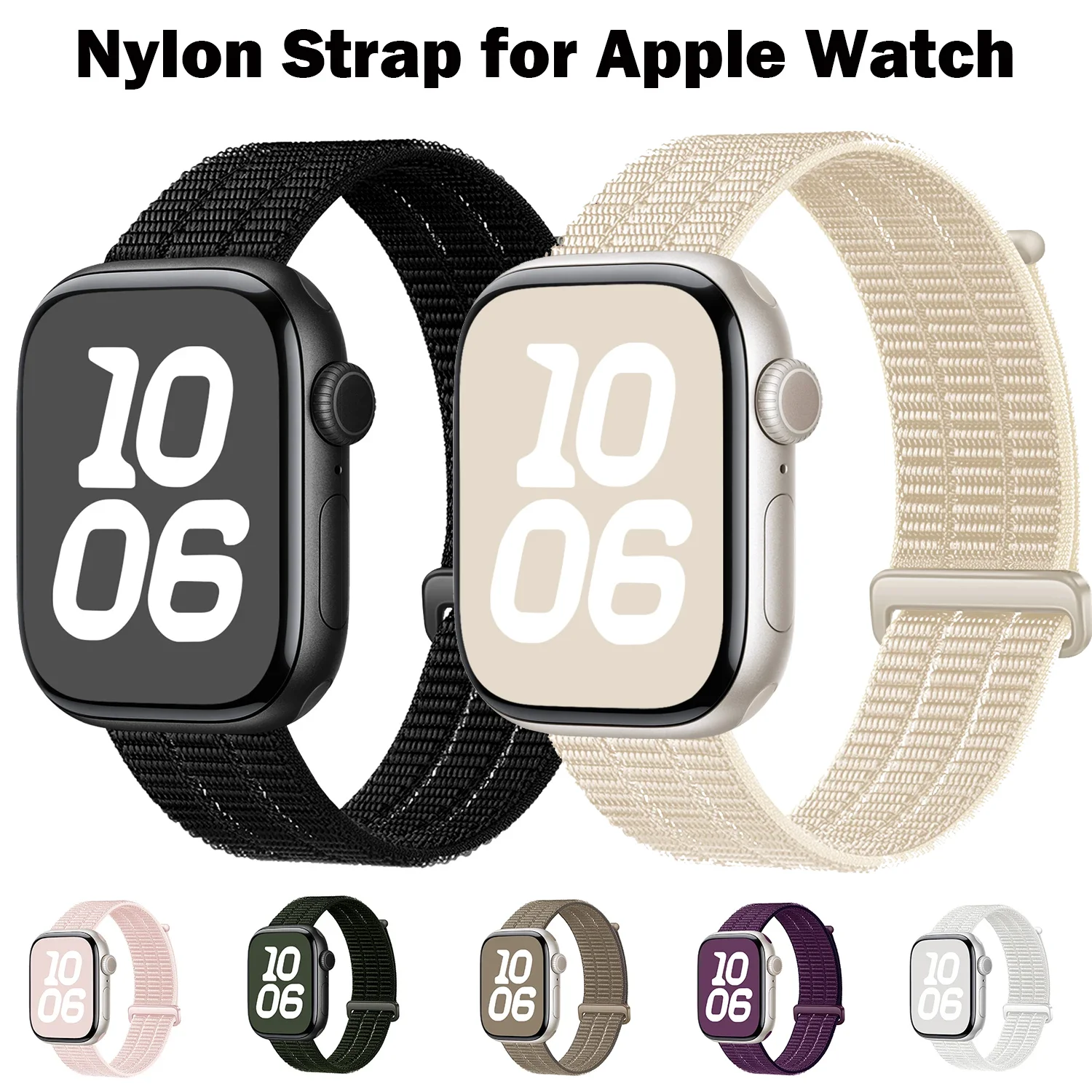 Nylon-Schlaufenarmband für Apple Watch Band 11 10 9 8 7 46mm 45mm 42mm 41mm Ultra 2 49mm Atmungsaktives Armband IWatch 6 5 44mm 40mm Gurt