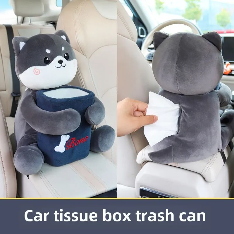 

Husky Car Tissue Box Trash Can Two-in-one Creative Cute Cartoon Car Car Card Box Interior Decoration