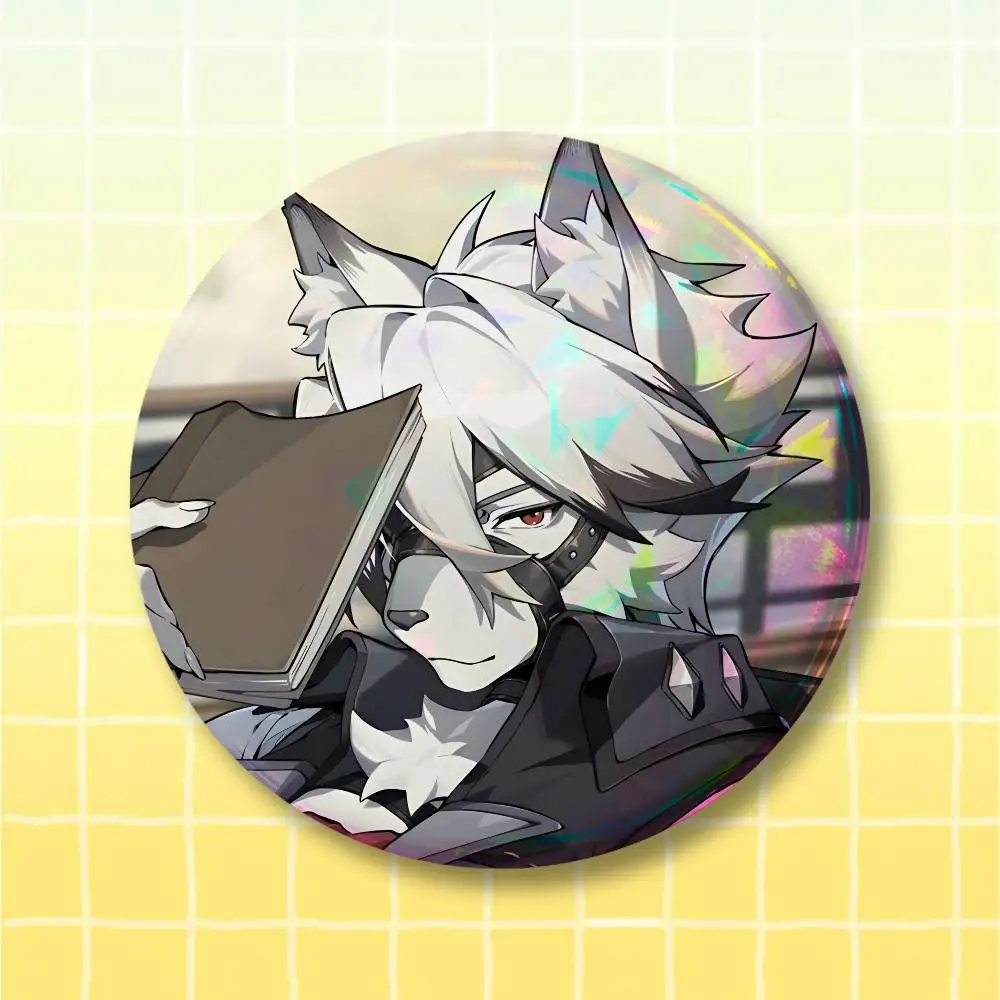 V-Von Lycaon ZZZ Z-Zenless Zone Zero Pin Buttons Round Badge for Clothes Bags Hats Pins Accessories Backpacks Tote Bags Decor