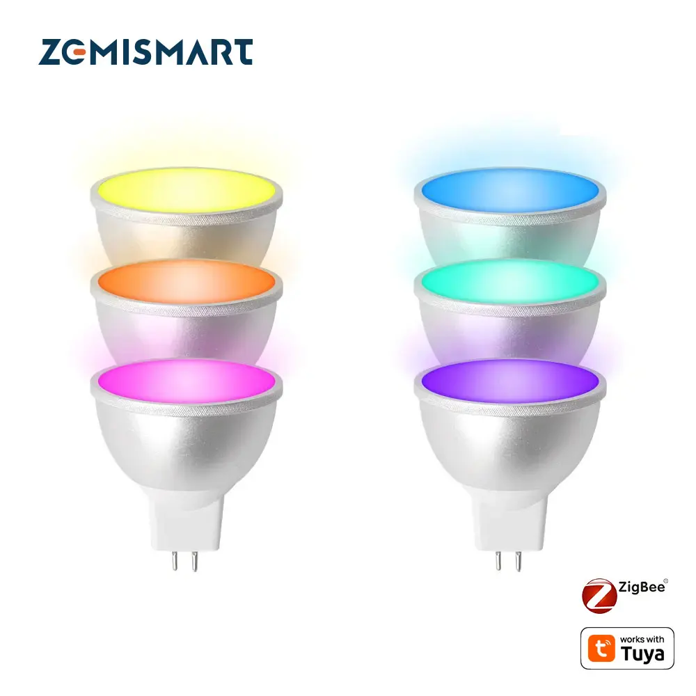 Zemismart Zigbee Smart Led Light Bulb 12V MR16 RGBCW Dimmable Lamp Work with Tuya and Homekit Siri Alexa Google Home via ZMHK-01