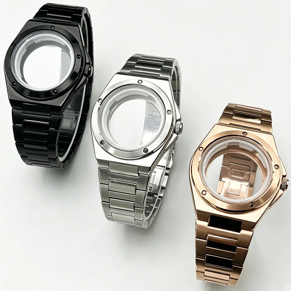 40mm Business-Style Full Accessory Watch Case Stainless Steel Compatible with Miyota 8215 ST1612 31MM Dial Assembly And Strap