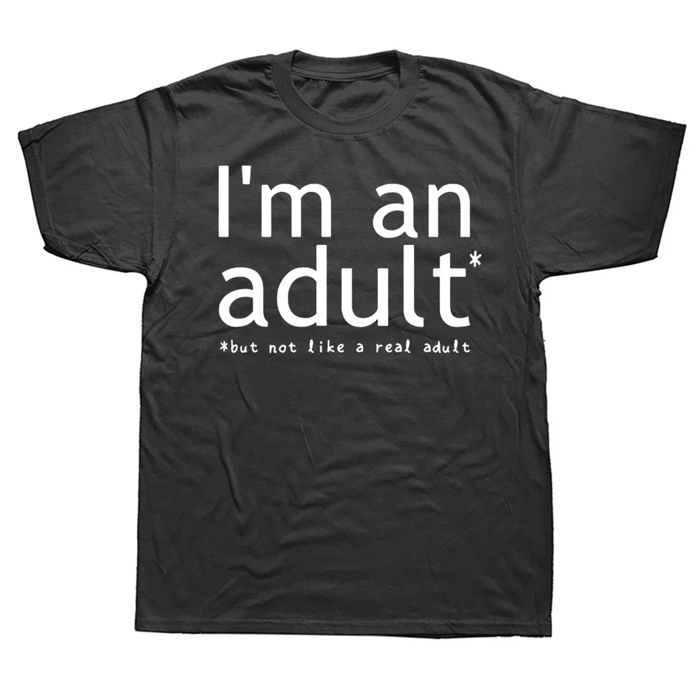 T-Shirt for Men Sayings Quote Letter Print Tee Top 18 Year Old Clothes I'm An Adult Technically Funny18th Birthday Gift harajuku