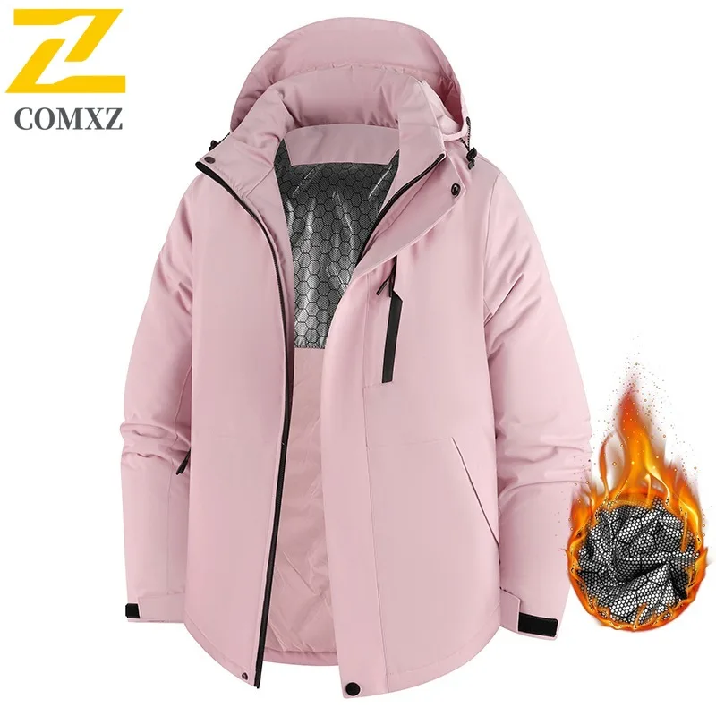 

COMXZ Men Jacket Thicken Outdoor Adventure Windproof Warm Parka Casual Solid Color Travel Lightweight Cold Resistant Winter Coat