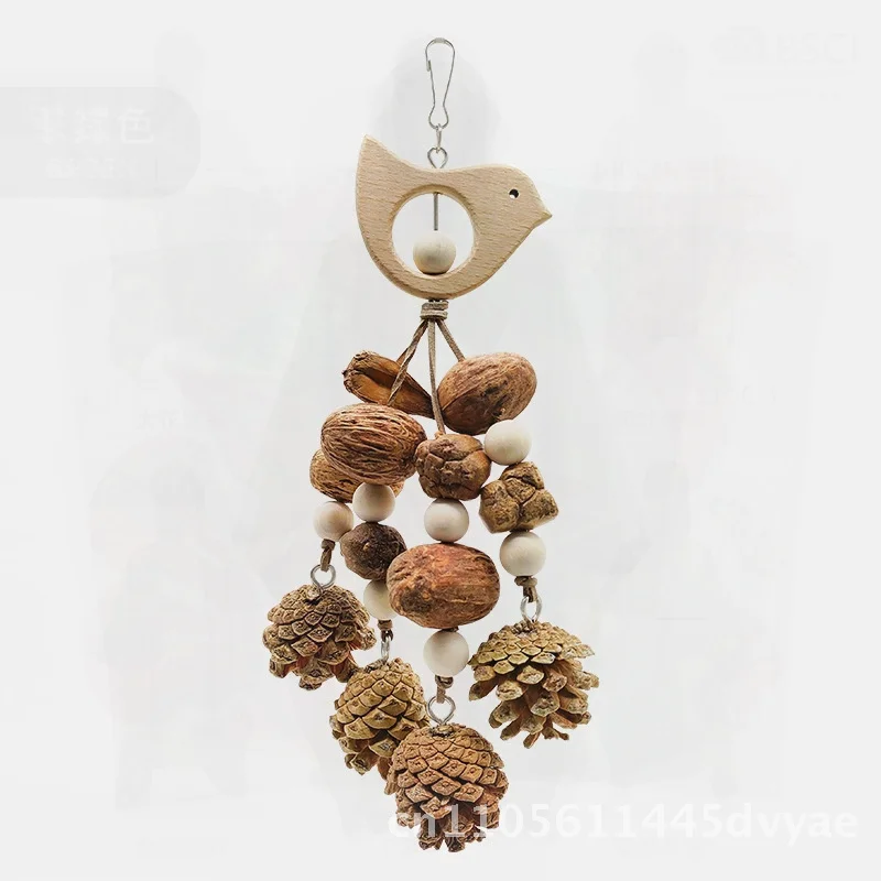 

Подвесная игрушка для птиц сосновой шишки с цветком для украшения клетки для попугая, прочная игрушка для укусов для попугаев от маленьких и средних