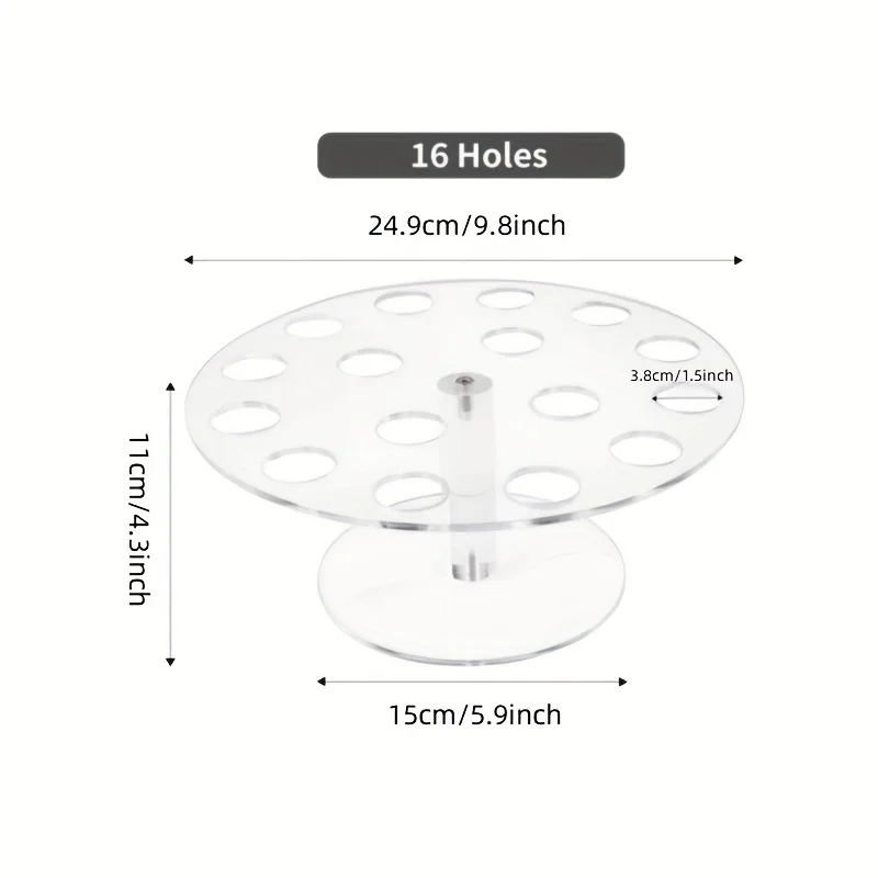 ETAOTAO 16-Hole Clear Round Acrylic Ice Cream Cone Stand Popcorn Display Simple Household Stand